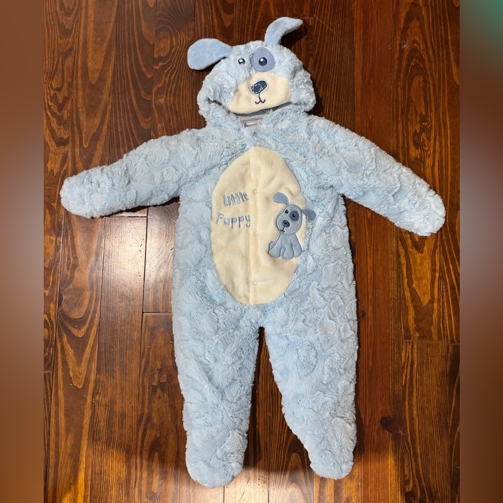 Babies R Us Little Puppy One Piece Outerwear Light Blue Cream 9 month boy